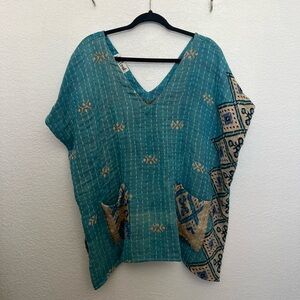 Teal Kantha Women's Top